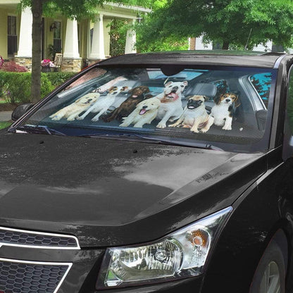 Gearhumans 3D Family Puppy Custom Car Auto Sunshade