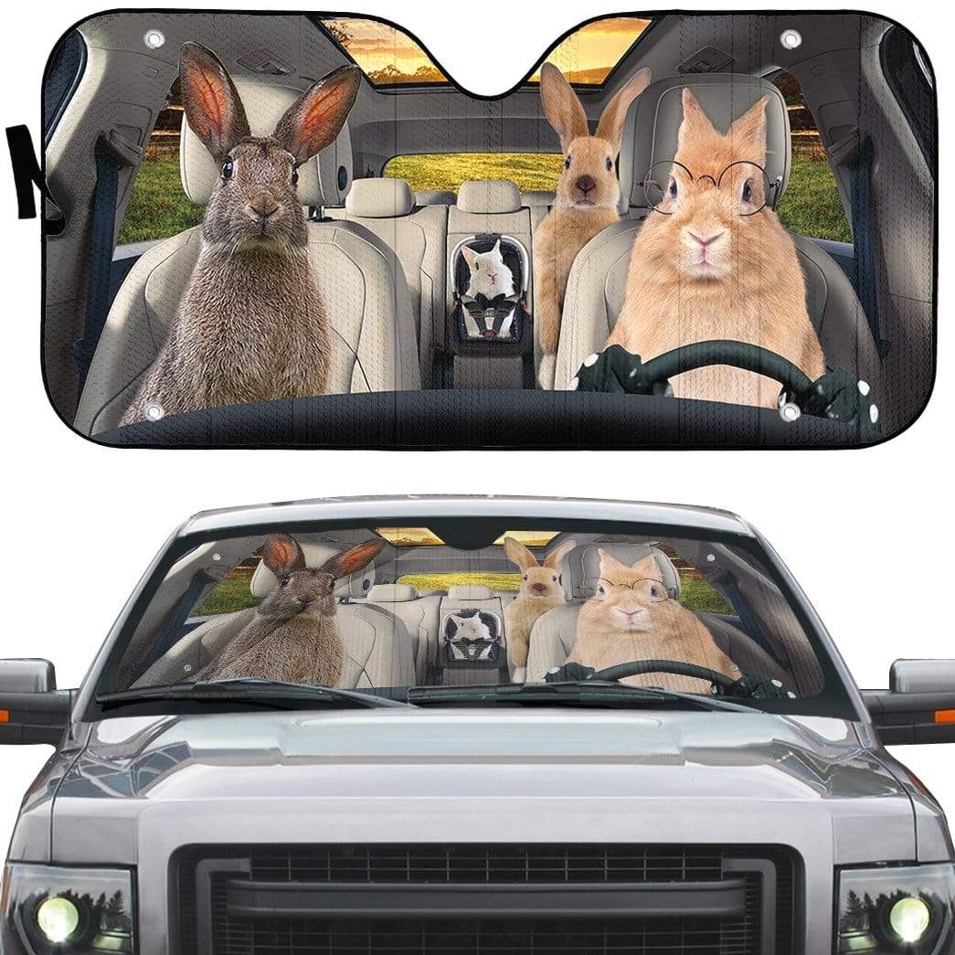 Gearhumans 3D Family Rabits Custom Car Auto Sunshade