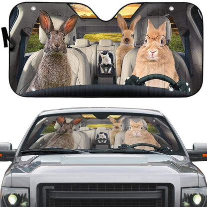 Gearhumans 3D Family Rabits Custom Car Auto Sunshade