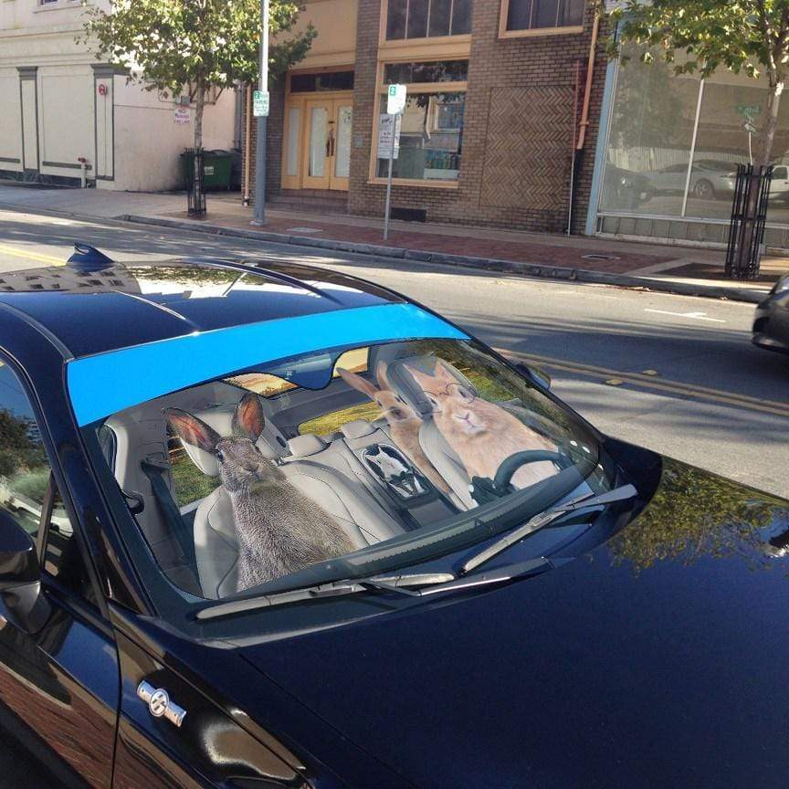 Gearhumans 3D Family Rabits Custom Car Auto Sunshade