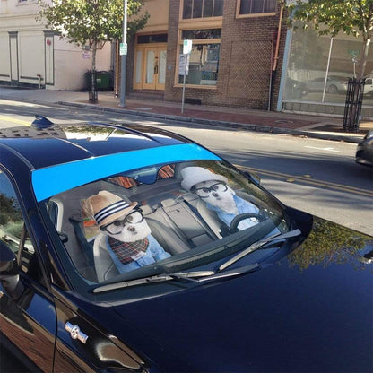 Gearhumans 3D Family Terrier Dogs In Car Custom Car Auto Sunshade