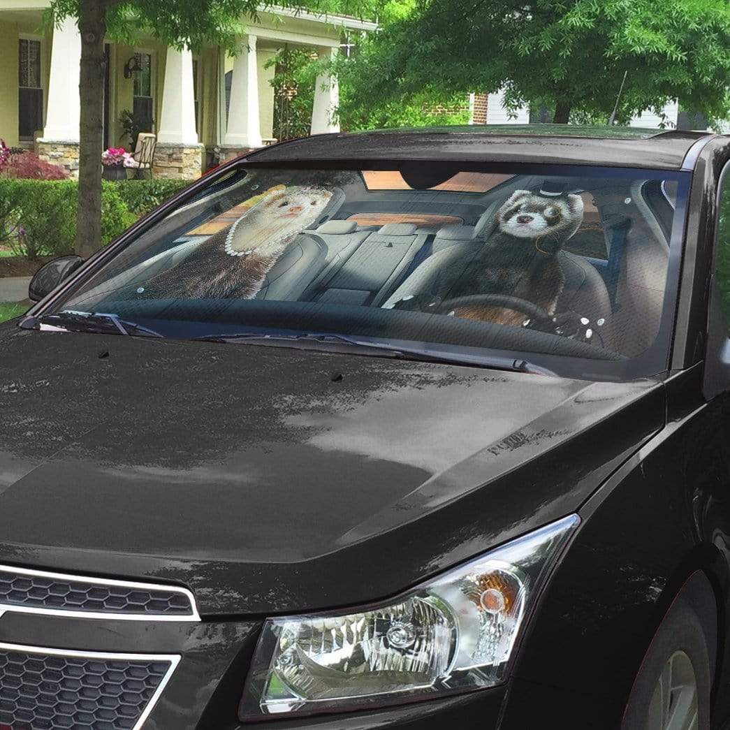 Gearhumans 3D Fancy Ferrets Custom Car Auto Sunshade