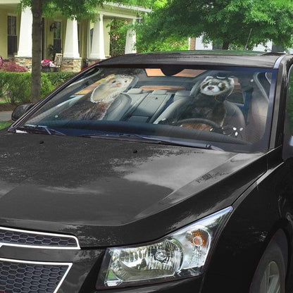 Gearhumans 3D Fancy Ferrets Custom Car Auto Sunshade