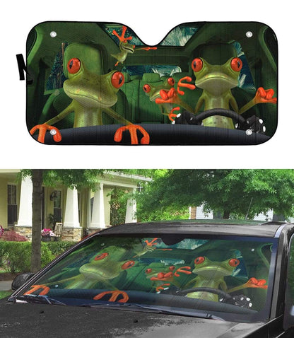 Gearhumans 3D Fancy Frogs Custom Car Auto SunShade