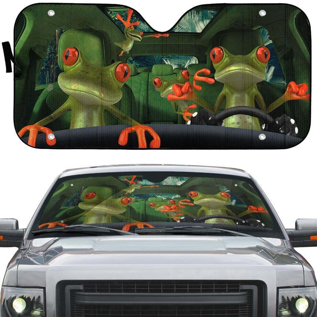 Gearhumans 3D Fancy Frogs Custom Car Auto SunShade
