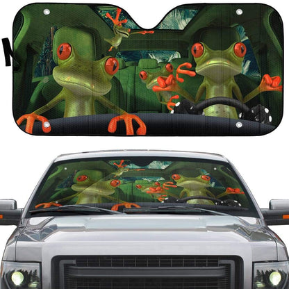 Gearhumans 3D Fancy Frogs Custom Car Auto SunShade