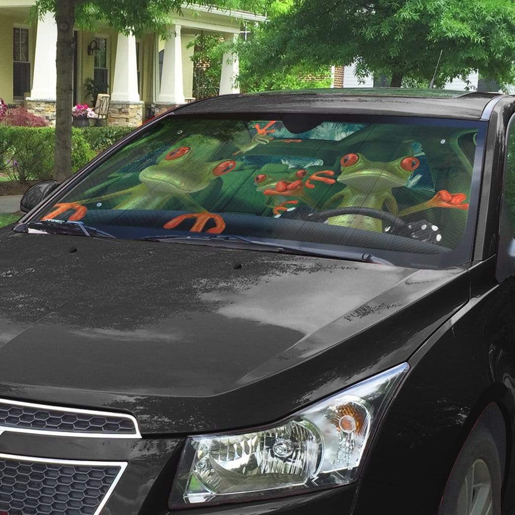 Gearhumans 3D Fancy Frogs Custom Car Auto SunShade