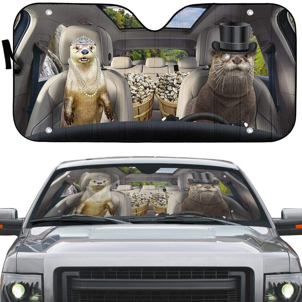 Gearhumans 3D Fancy Otters Custom Car Auto Sunshade
