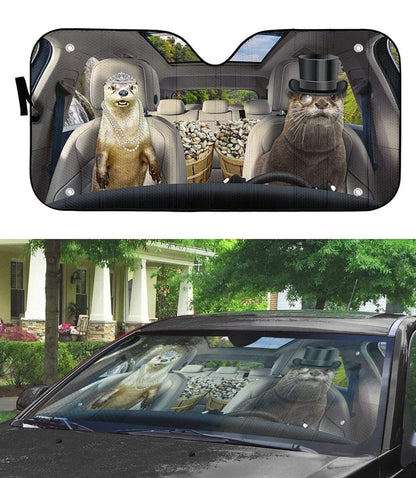 Gearhumans 3D Fancy Otters Custom Car Auto Sunshade