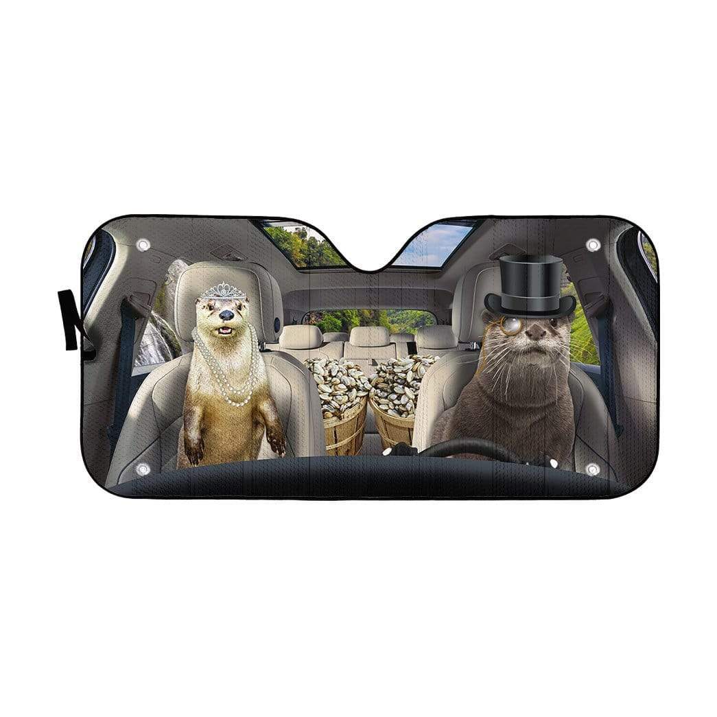 Gearhumans 3D Fancy Otters Custom Car Auto Sunshade