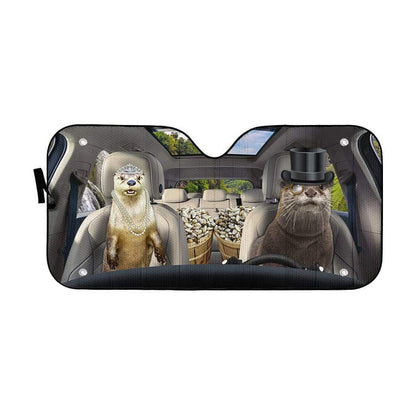 Gearhumans 3D Fancy Otters Custom Car Auto Sunshade