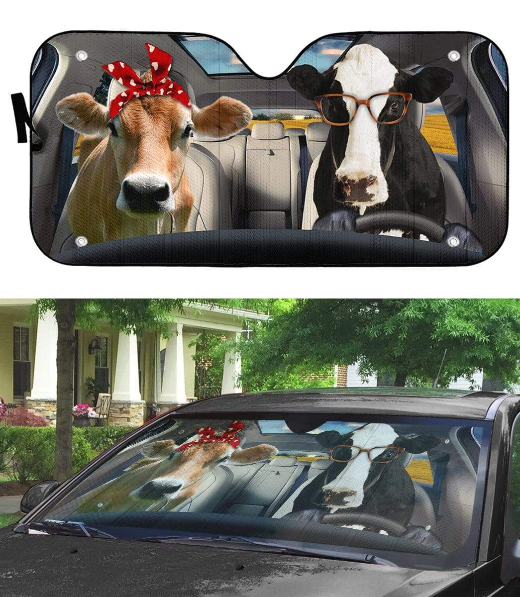 Gearhumans 3D Farmer Animal Custom Car Auto Sunshade