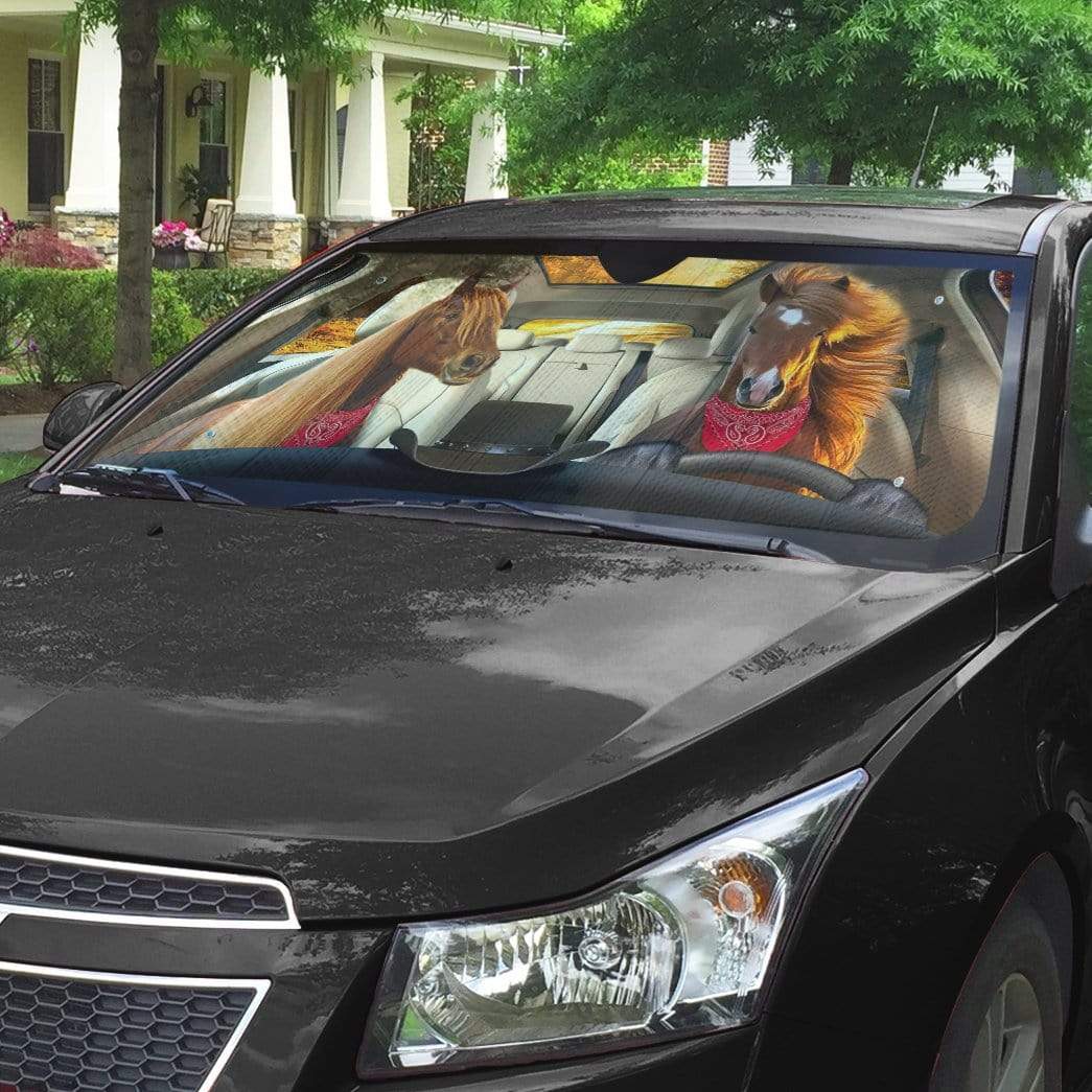 Gearhumans 3D Farmer Horse Custom Car Auto Sunshade