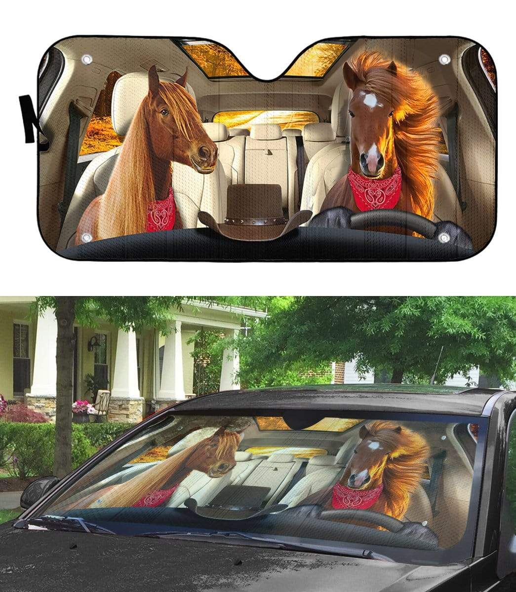 Gearhumans 3D Farmer Horse Custom Car Auto Sunshade