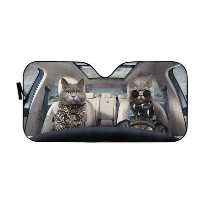 Gearhumans 3D Fashionable Chartreux Cats Custom Car Auto Sunshade