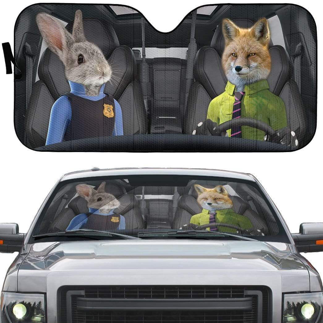 Gearhumans 3D Fox And Rabbit Zootopia Custom Car Auto Sunshade