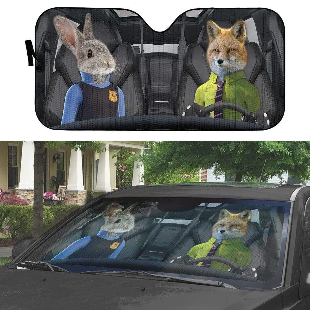 Gearhumans 3D Fox And Rabbit Zootopia Custom Car Auto Sunshade