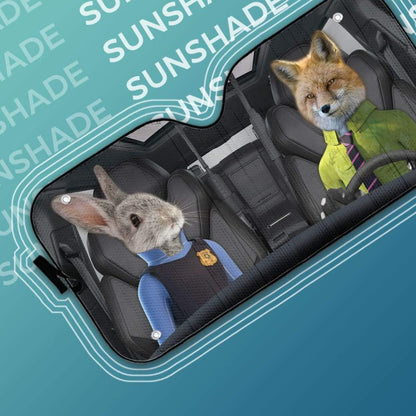 Gearhumans 3D Fox And Rabbit Zootopia Custom Car Auto Sunshade