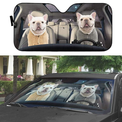 Gearhumans 3D French Bulldog Custom Car Auto Sunshade