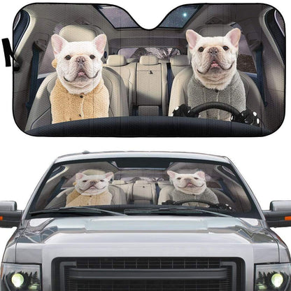 Gearhumans 3D French Bulldog Custom Car Auto Sunshade