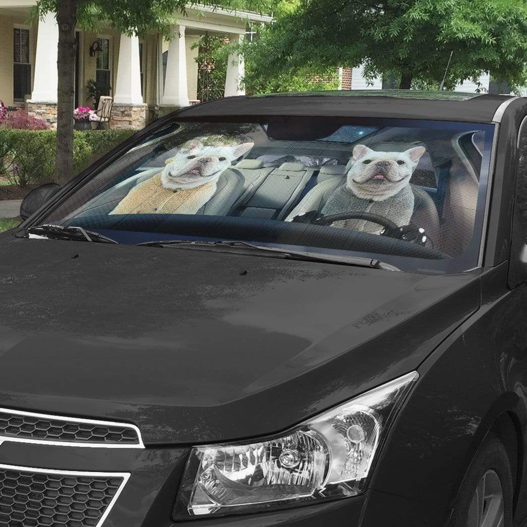 Gearhumans 3D French Bulldog Custom Car Auto Sunshade