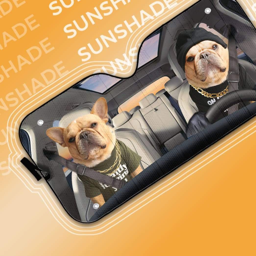 Gearhumans 3D French Bulldog Friends Custom Car Auto Sunshade