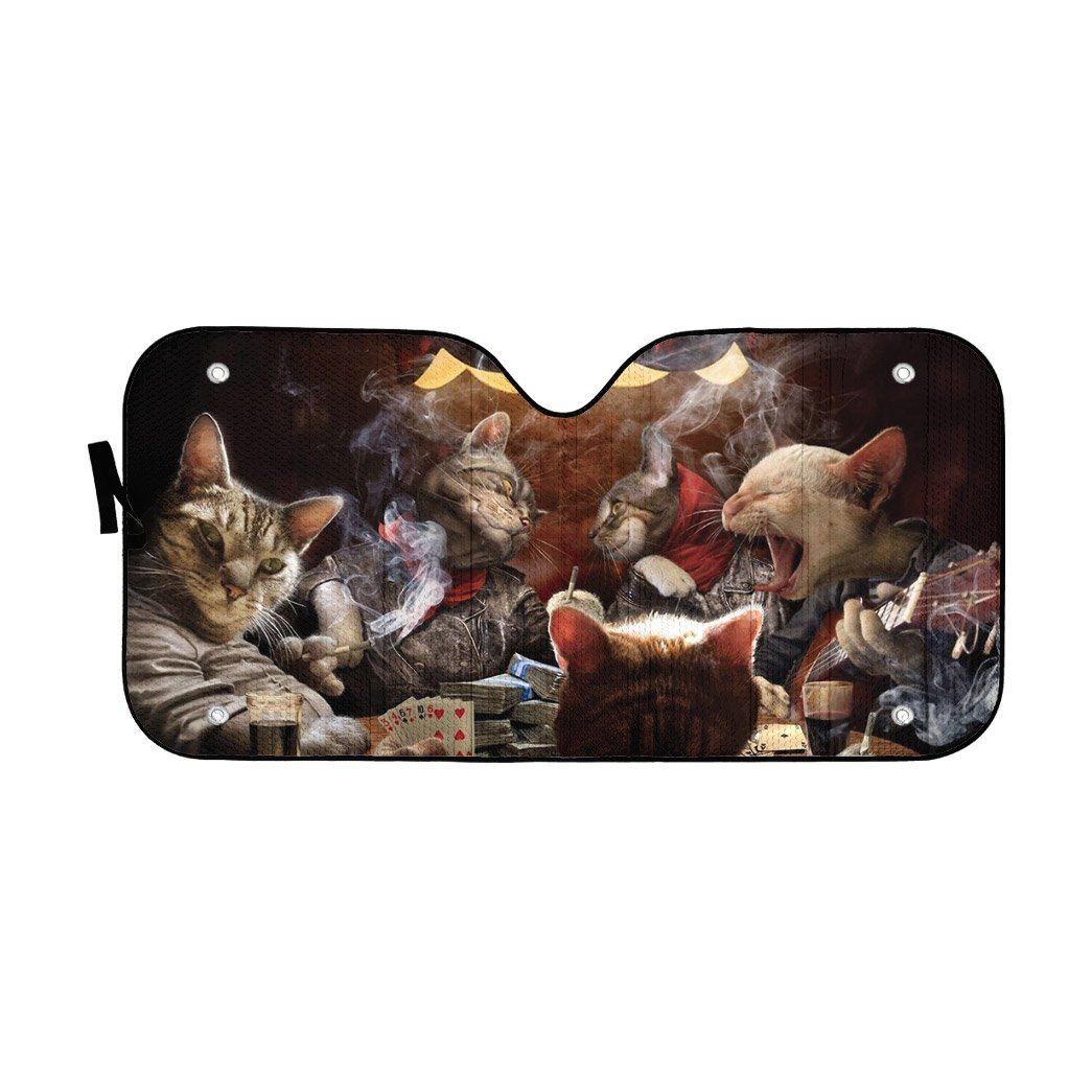 Gearhumans 3D Funny Cat Nights Out Custom Car Auto Sunshade