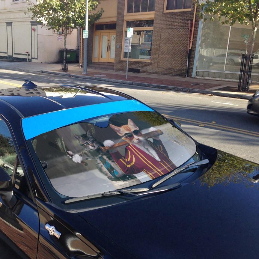 Gearhumans 3D Garfield Kittens Badass Custom Car Auto Sunshade