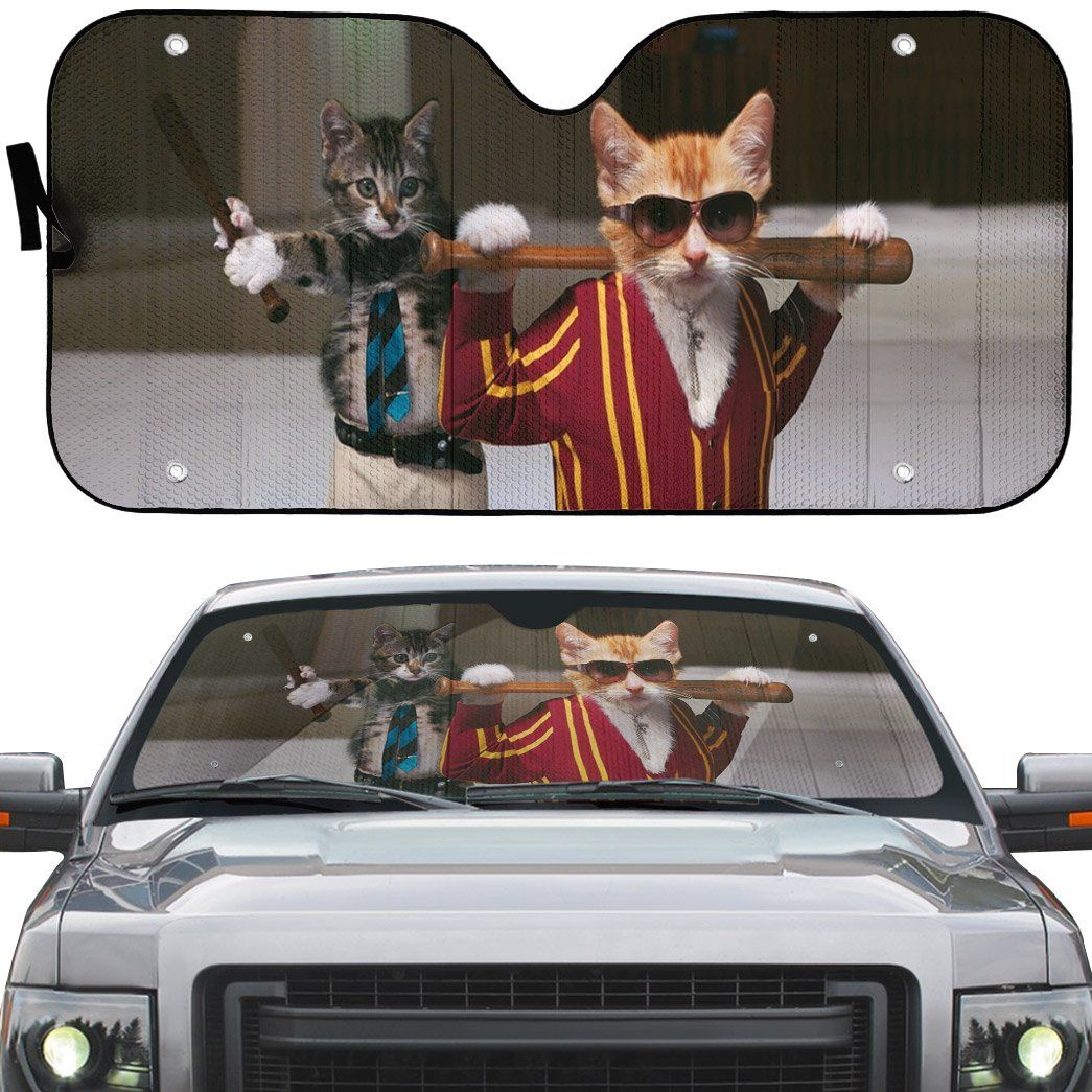Gearhumans 3D Garfield Kittens Badass Custom Car Auto Sunshade