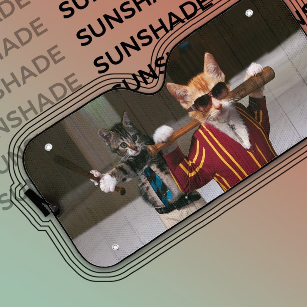 Gearhumans 3D Garfield Kittens Badass Custom Car Auto Sunshade