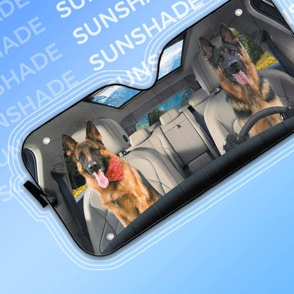 Gearhumans 3D German Shepherd Dog Custom Car Auto Sunshade