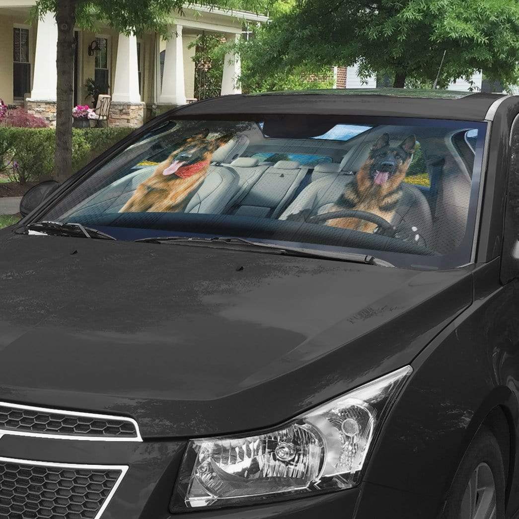 Gearhumans 3D German Shepherd Dog Custom Car Auto Sunshade
