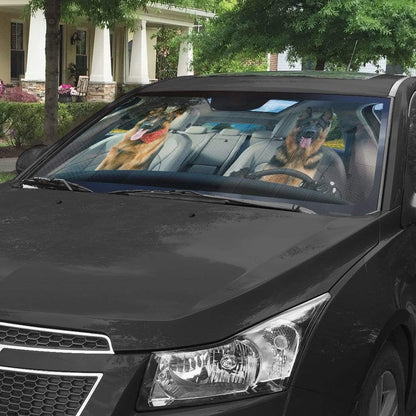Gearhumans 3D German Shepherd Dog Custom Car Auto Sunshade