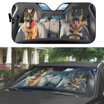 Gearhumans 3D German Shepherd Dog Custom Car Auto Sunshade