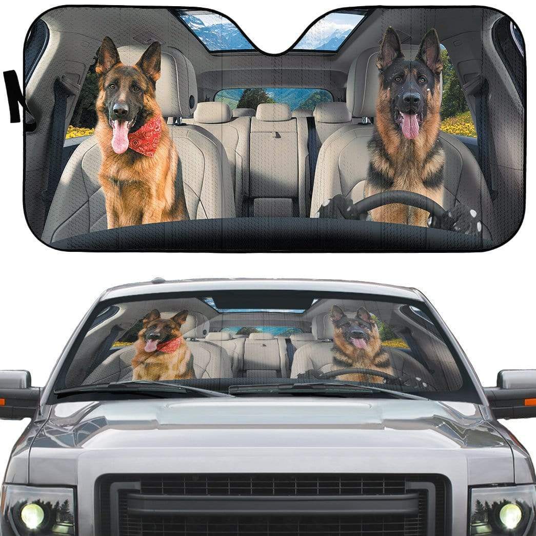 Gearhumans 3D German Shepherd Dog Custom Car Auto Sunshade