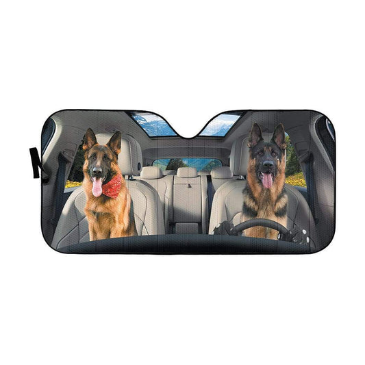Gearhumans 3D German Shepherd Dog Custom Car Auto Sunshade