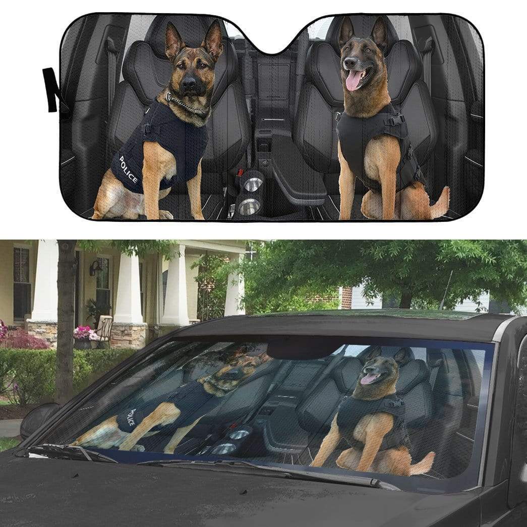 Gearhumans 3D German Shepherd K-9 Custom Car Auto Sunshade