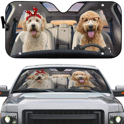 Gearhumans 3D Golden Doodle Dogs Custom Car Auto Sunshade