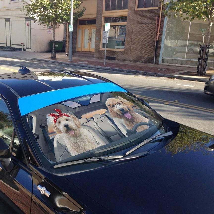 Gearhumans 3D Golden Doodle Dogs Custom Car Auto Sunshade