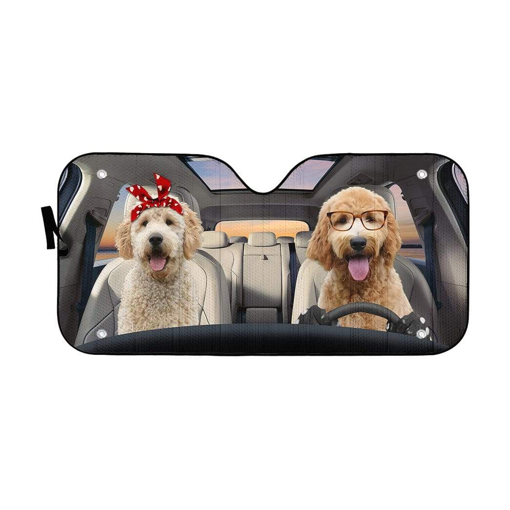 Gearhumans 3D Golden Doodle Dogs Custom Car Auto Sunshade