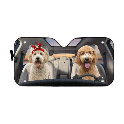 Gearhumans 3D Golden Doodle Dogs Custom Car Auto Sunshade