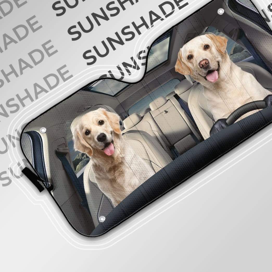 Gearhumans 3D Golden Labrador Retriever Custom Car Auto Sunshade