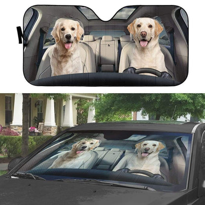 Gearhumans 3D Golden Labrador Retriever Custom Car Auto Sunshade