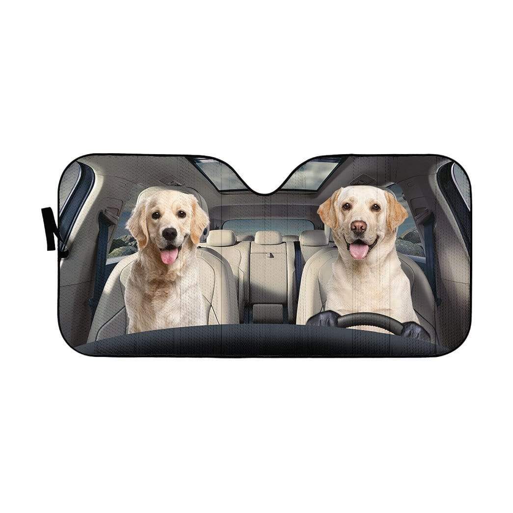 Gearhumans 3D Golden Labrador Retriever Custom Car Auto Sunshade