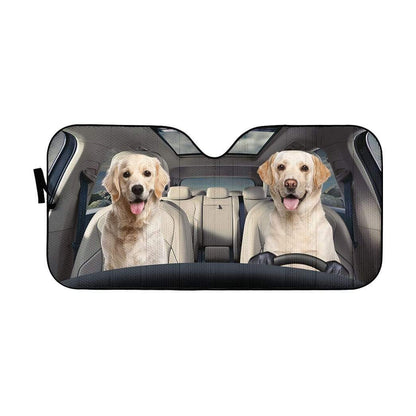 Gearhumans 3D Golden Labrador Retriever Custom Car Auto Sunshade