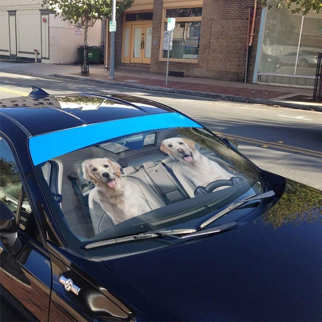 Gearhumans 3D Golden Labrador Retriever Custom Car Auto Sunshade