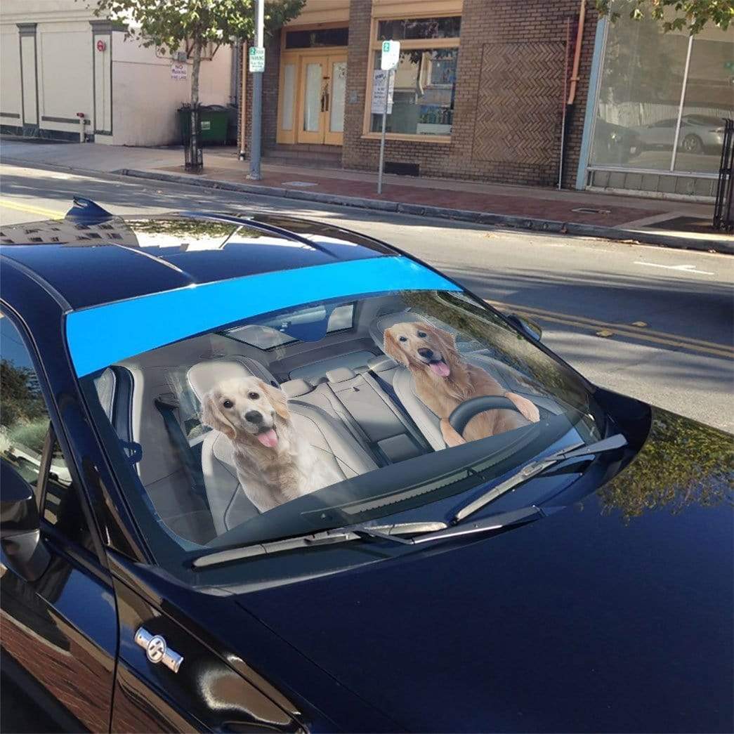 Gearhumans 3D Golden Retriever Custom Car Auto Sunshade
