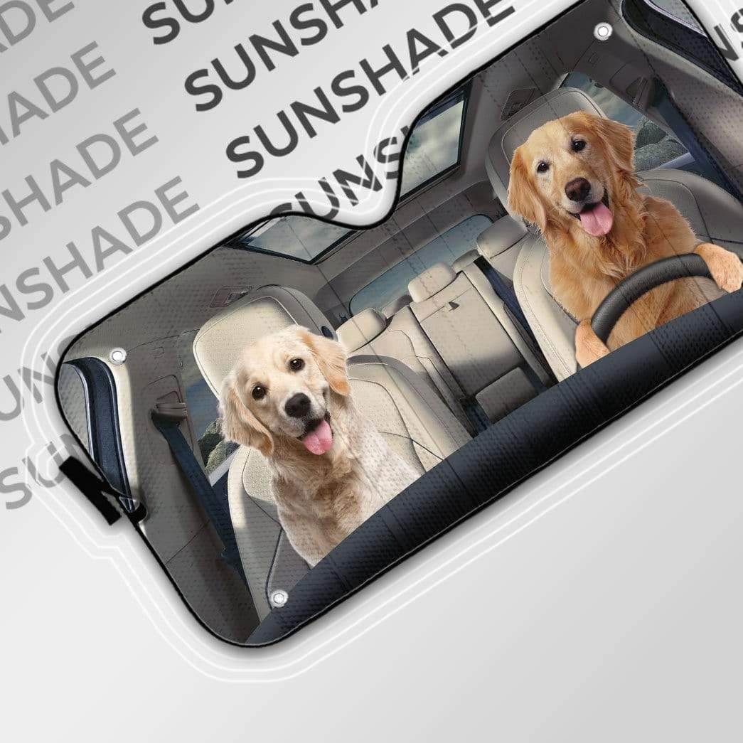 Gearhumans 3D Golden Retriever Custom Car Auto Sunshade