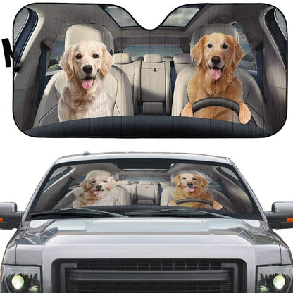 Gearhumans 3D Golden Retriever Custom Car Auto Sunshade