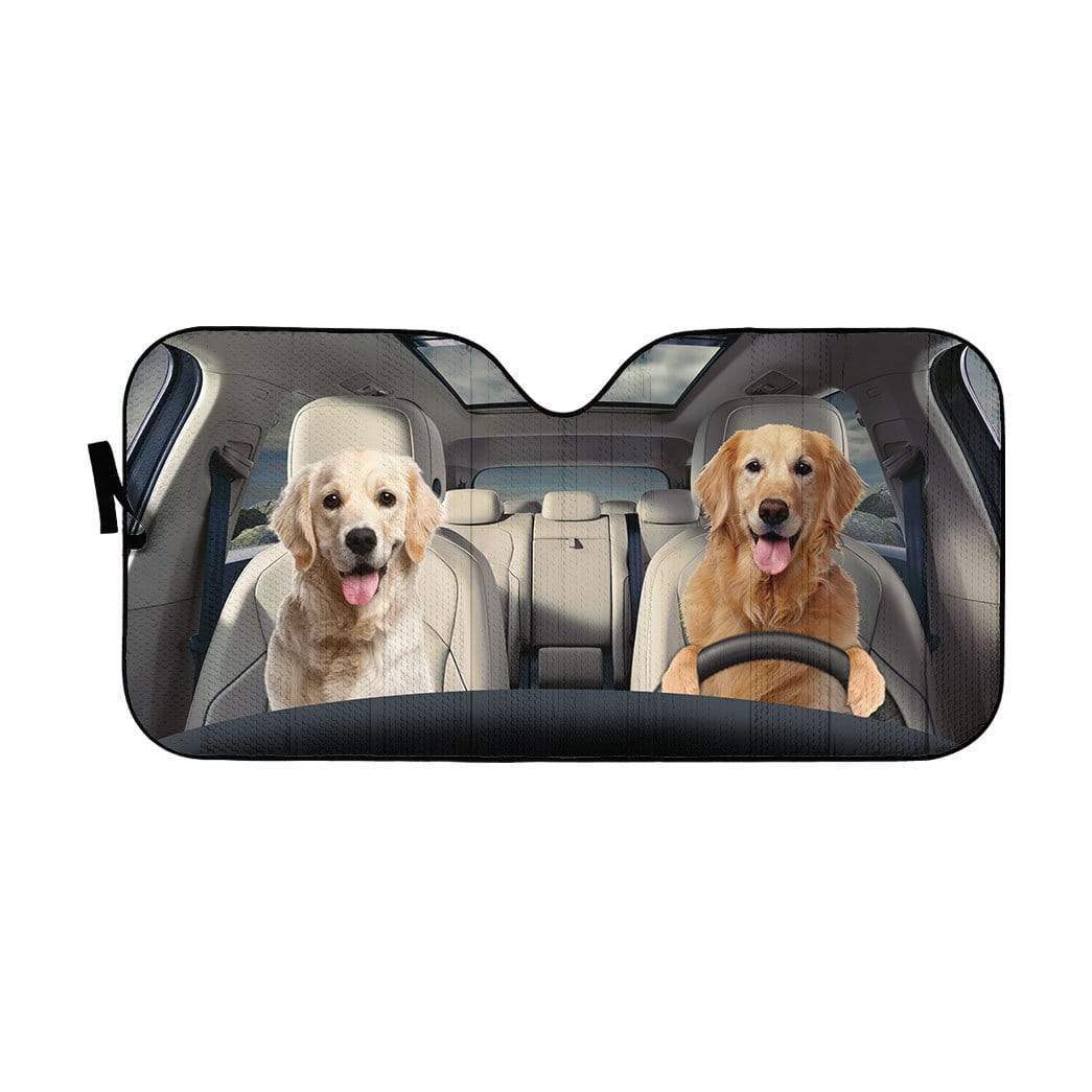 Gearhumans 3D Golden Retriever Custom Car Auto Sunshade